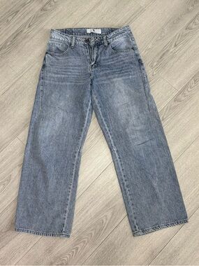 Flying Angel Light Blue Cross Wide-Leg Jeans